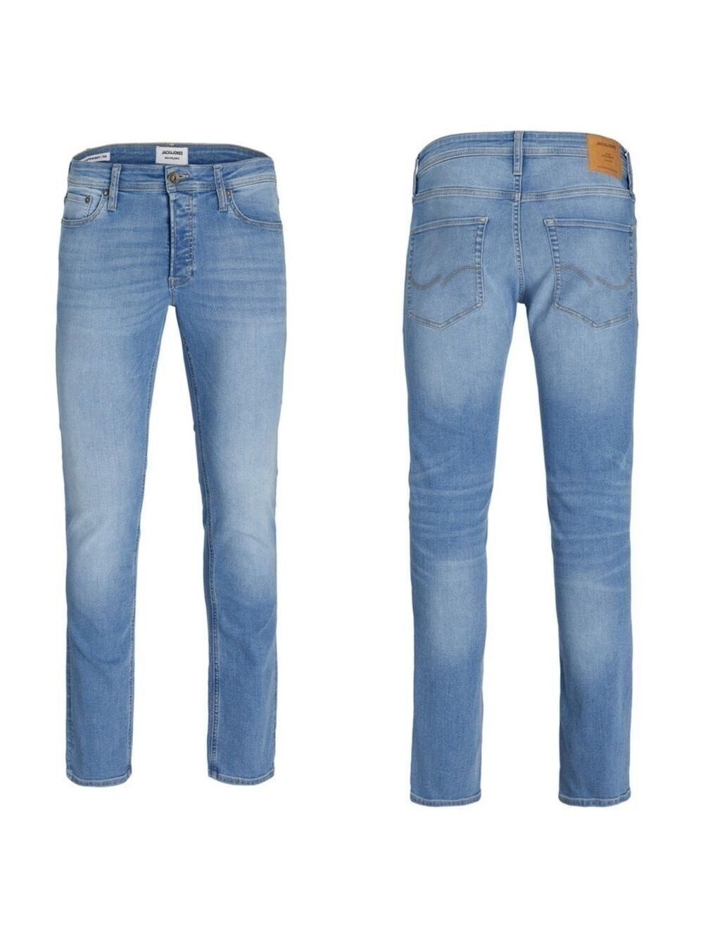 Jack & Jones Glenn 398 Light Wash Low Rise Slim Fit Stretch Blue Jeans